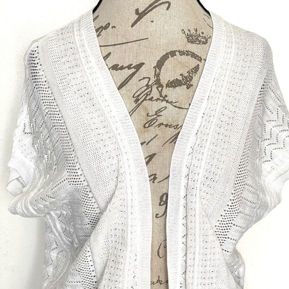 Love By Design Womens Sweater Open Cardigan Shrug Size Small White So It Is - Picture 5 of 12